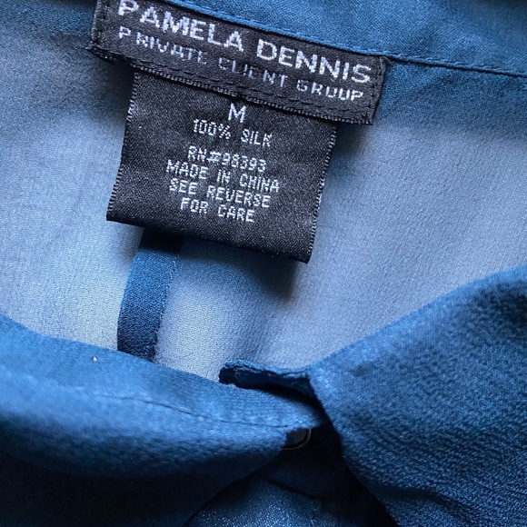 Pamela Dennis Sheer Silk Ruffled Button Front Blouse with Silk Cami Size M - Picture 4 of 10